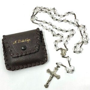Mid-century vintage sterling silver and rock crystal rosary from RLC